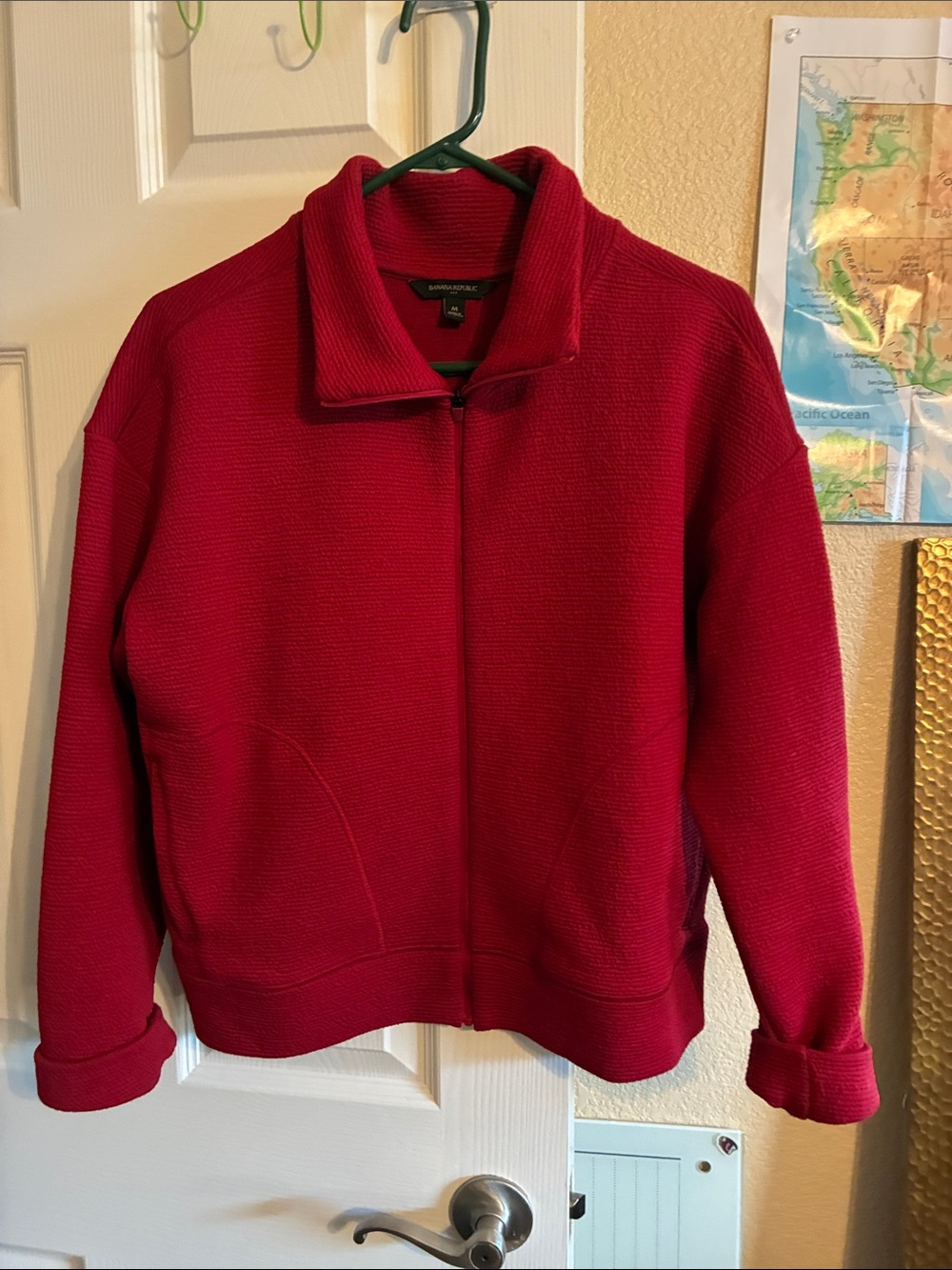 Banana Republic Bright Red Textured Zip Jacket